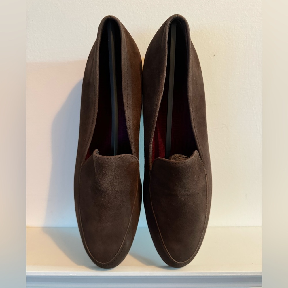 Munro Harrison Style Suede Loafers Brown Greige